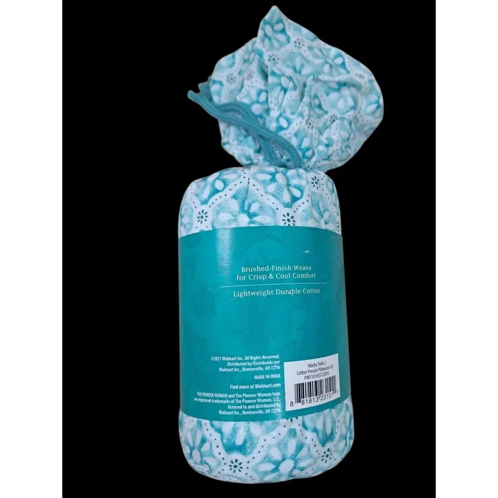 Pioneer Woman Washy Trellis 300 Thread Count Home Bed Floral Pillowcase Set 2
